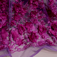 Ткань Сетка с вышивкой и жемчугом, 3552